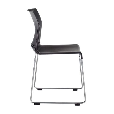 Buro Seating Envy Stacking Chair Black Reflective Silver Frame Black