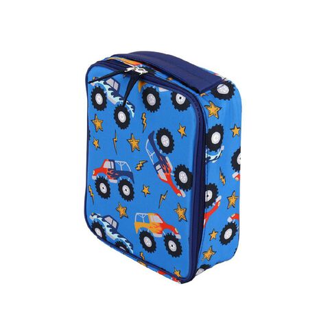Living & Co Lunch Bag and Bottle Monster Trucks Blue Mid 2 Piece