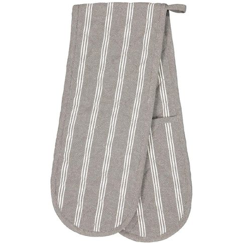 Living & Co Double Oven Glove Country Stripe Charcoal 90cm x 17cm