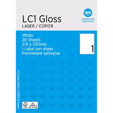 WS Labels 20 Sheets A4/1 Gloss White