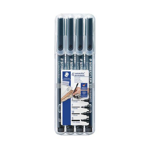 Staedtler Lumocolor Permanent OHP Pen Black Black 4 Pack