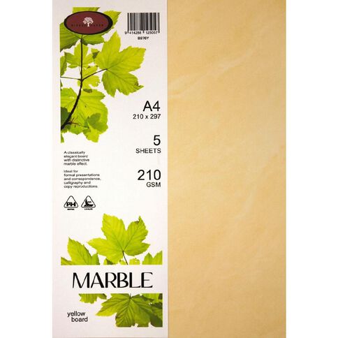 Direct Paper Marble Paper 210gsm Yellow A4 5 Pack