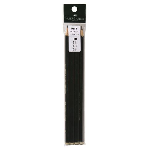 Faber-Castell Drawing Pencils 9000 HB 2B 4B 6B 4 Pack Black