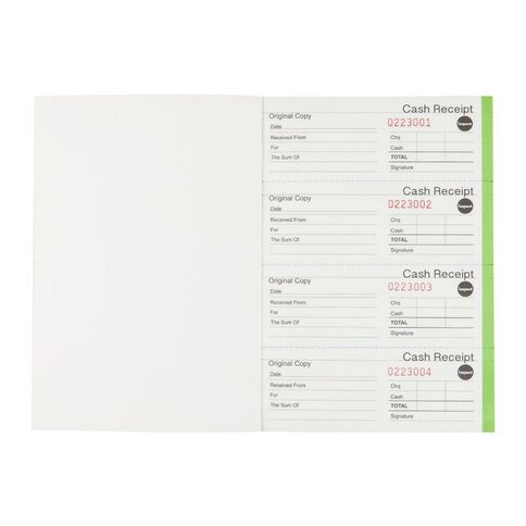 WS Duplicate Receipt Book A5 200 Receipts Green