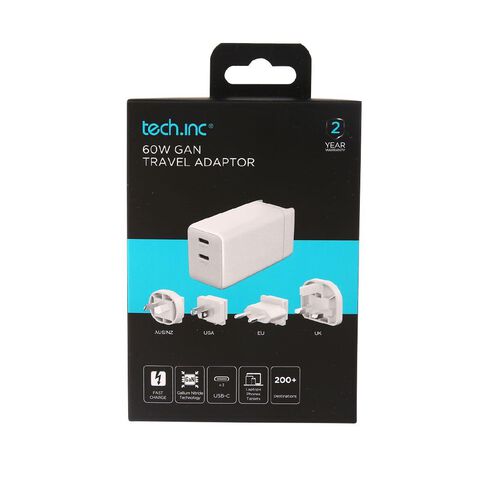 Tech.Inc 60W Gan Travel Adaptor White