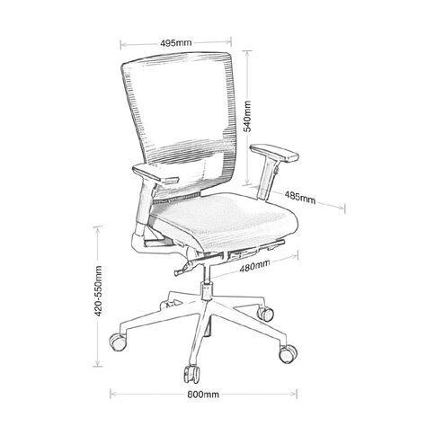 Ergo Mesh Highback Chair with Arms and Alloy Base Charcoal