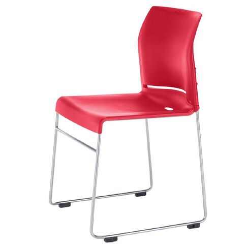 Buro Seating Envy Stacking Chair Red Reflective Silver Frame Red