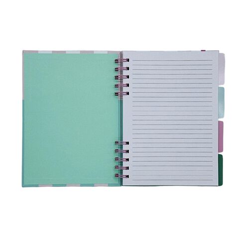 Uniti Clubhouse Hardcover Notebook With Tabs Striped Pink Light