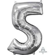 Amscan Mid-Size Shape Silver Numeral 5