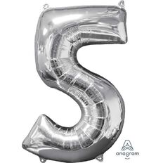Amscan Mid-Size Shape Silver Numeral 5