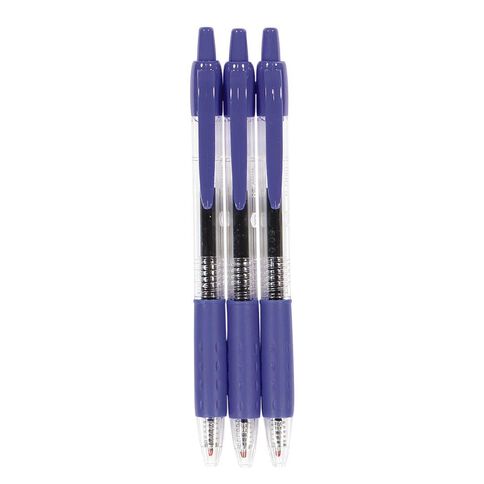 WS Retractable Gel Pen Blue Mid 3 Pack