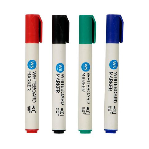 WS Whiteboard Marker Bullet Assorted 4 Pack