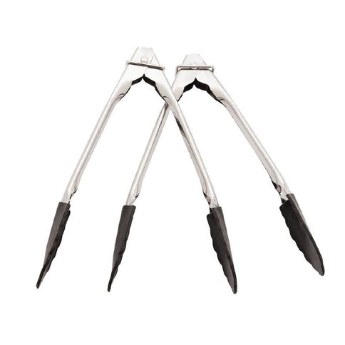 Living & Co Mini Silicone Tongs Black 17cm Black 2 Pack