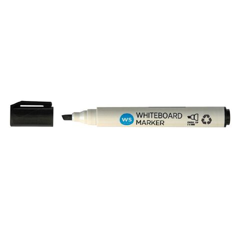 WS Whiteboard Marker Chisel Black 2 Pack