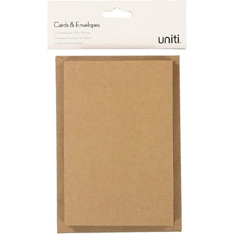 Uniti Cards & Envelopes Kraft 6 Pack