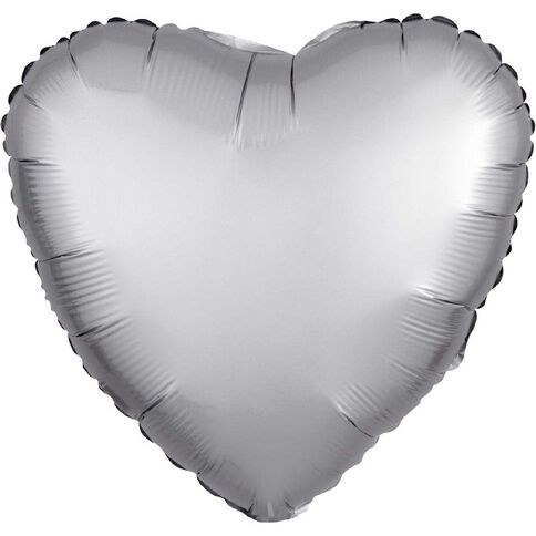 Anagram Satin Luxe Heart Platinum Foil Balloon Standard 17in