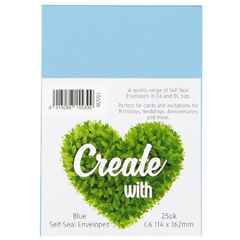 Create With C6 Envelopes 25 Pack Blue
