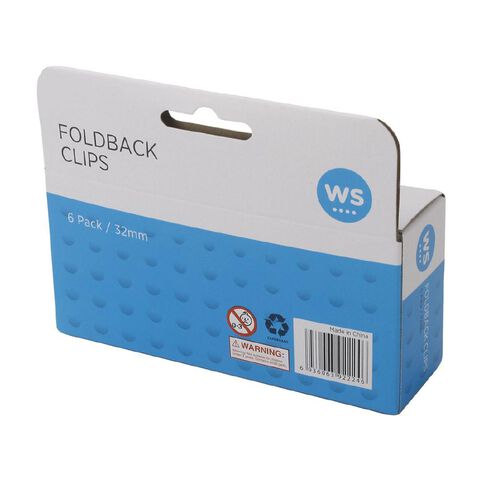 WS Foldback Clips 32mm 6 Pack Colour Assorted