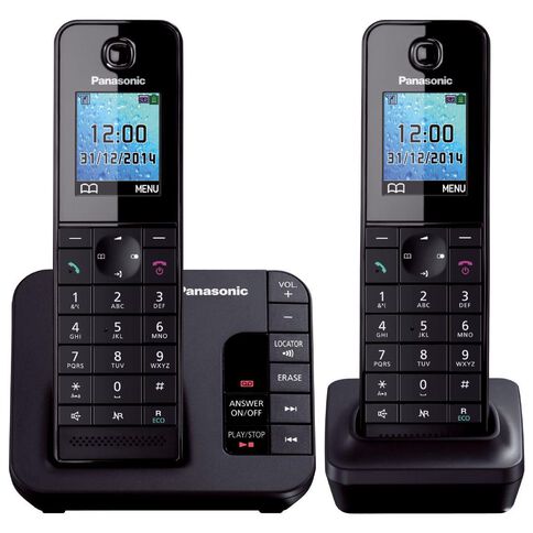 Panasonic Kx-Tgh222Azb Twin Cordless Phone Black