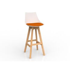 Luna White Sunset Oak Base Barstool Orange Mid