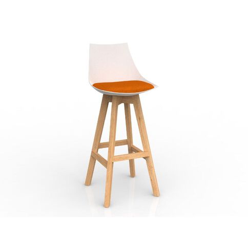 Luna White Sunset Oak Base Barstool Orange Mid