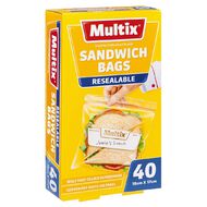 Multix Quick Zip Resealable Sandwich Bags 40 Pack