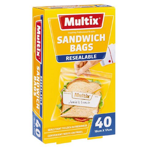 Multix Quick Zip Resealable Sandwich Bags 40 Pack