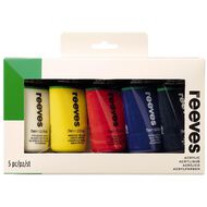 Reeves Artist Acrylic Set Tubes 5 x 75ml Multi Colour