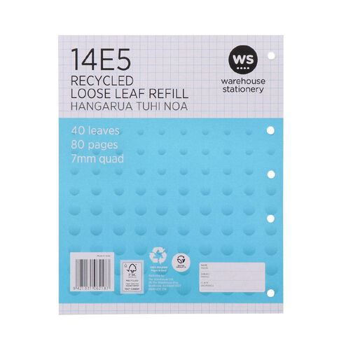 WS Pad Refill 14E5 7mm Quad 40 Leaf Punched Blue Mid