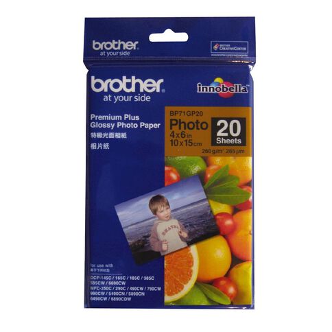 Brother Photo Paper BP71Gp20 Glossy 260gsm 6 x 4 20 Pack