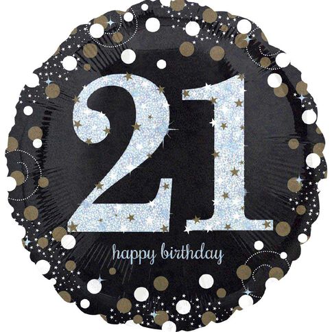Anagram Holo Sparkling Birthday 21 Foil Balloon Standard 17in