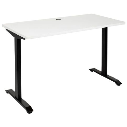 Jasper J Emerge 1200x600 Straight Desk White Top With Black Metal Base