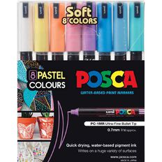 Uni Posca Marker 0.7mm Soft Colours 8 Pack Assorted