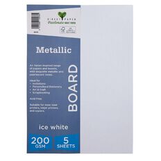 Direct Paper Metallic 200gsm 5 Pack Ice White A4