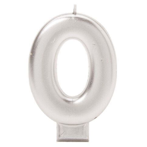 Candle Metallic Numeral #0 Silver