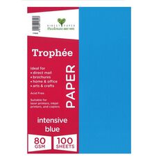 Trophee Paper 80gsm 100 Pack Intensive Blue A4