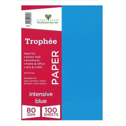 Trophee Paper 80gsm Intensive Blue A4 100 Pack