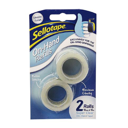 Sellotape On Hand Refill Tape Clear 18mm x 15m 2 Pack