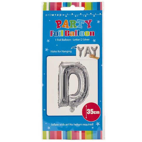 Artwrap Foil Balloon D Silver 35cm