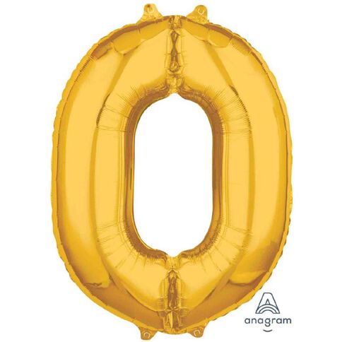 Amscan Mid-Size Shape Gold Numeral 0