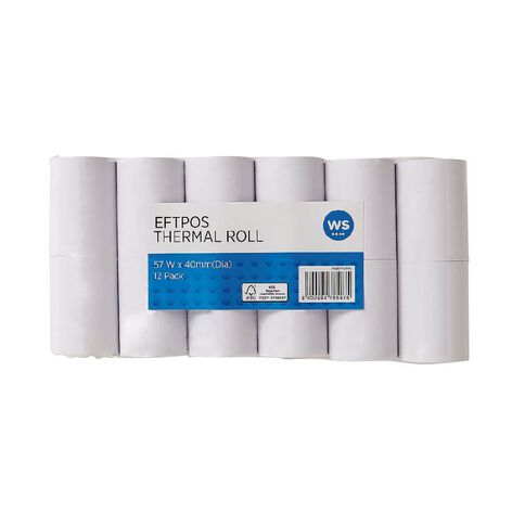 WS Eftpos Roll 57mm x 40mm Thermal 12 Pack White
