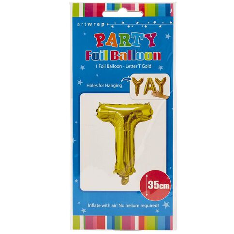 Artwrap Foil Balloon T Gold 35cm