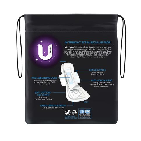 U By Kotex Maxi Overnight Pads with Wings 10 Pack