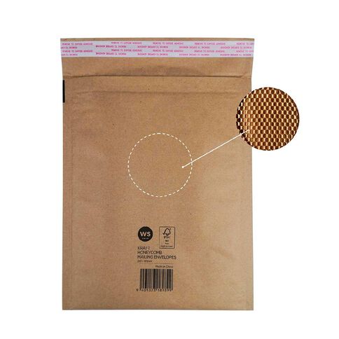 WS Kraft Honeycomb Mailing Envelopes 10in x 12in 70gsm
