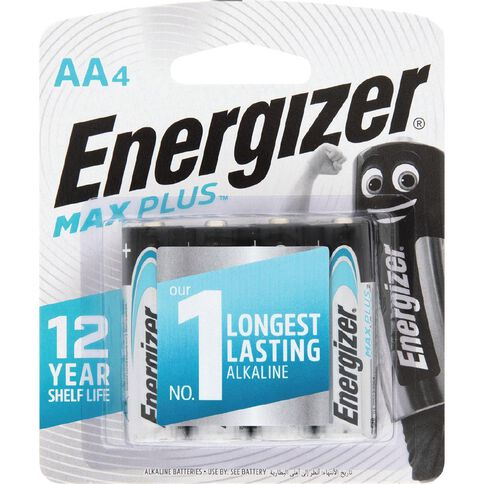 Energizer Max Plus Alkaline Batteries AA 4 Pack