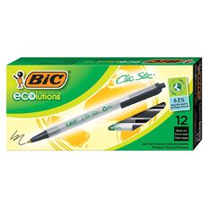Bic Ecolutions Clic Stick Retractable Pen Black 12 Pack