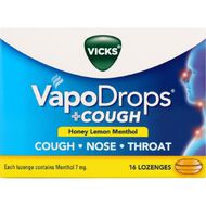 Vicks VapoDrops + Cough Honey Lemon Menthol Lozenges 16 Pack