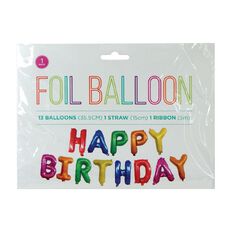 Foil Balloon Banner Happy Birthday 35.5cm Multi-Coloured