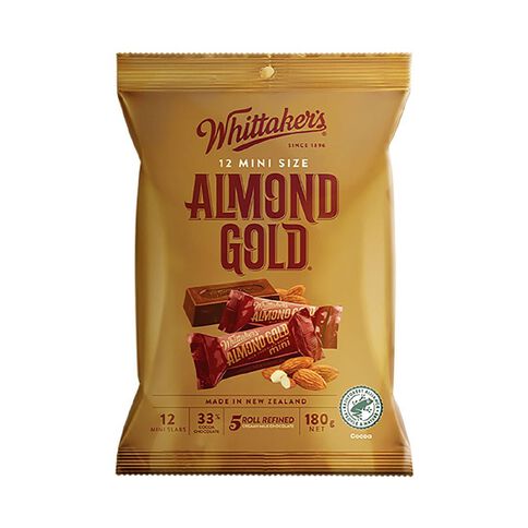 Whittaker's Mini Slab Almond Gold Share Pack 12 Pack 180g