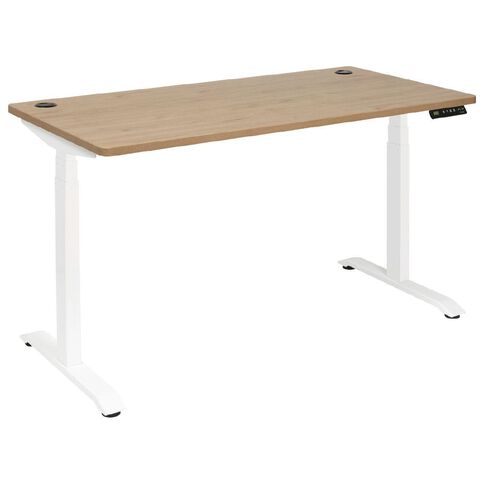 Jasper J Emerge Dual Motor HA Desk 1500x750 Pacific Oak Top White Base